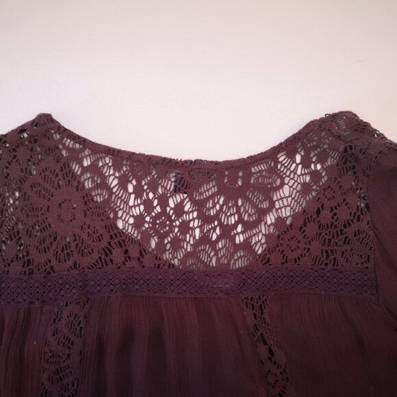 American Eagle Outfitters Ladies Burgundy Long Sleeves Blouse - Picture 5 of 14
